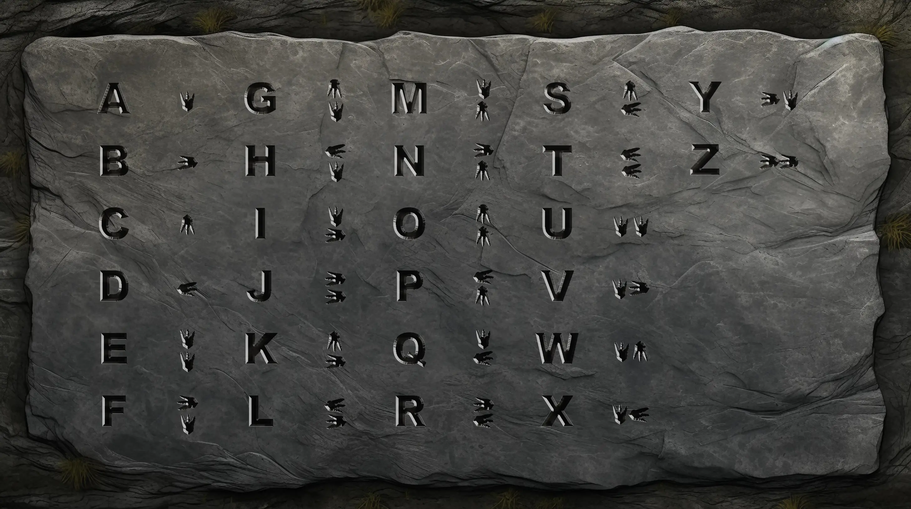 The decoded guide to show what letter corresponds with what stamp